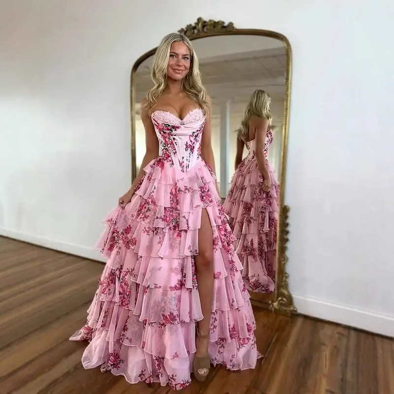 Вечерна рокля с полиестер, дълга, без презрамки, топ с тръбно деколте, висока талия (Полиестер; дълга; без презрамки; топ с тръбно деколте; висока талия)