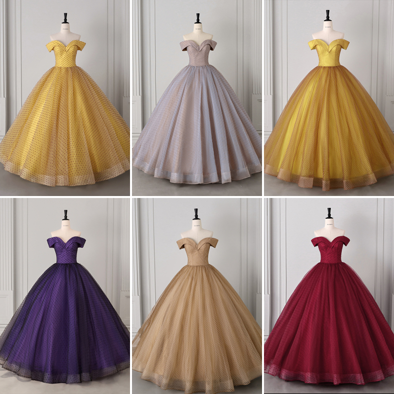 Дълга вечерна рокля с едно рамо, пухеста пола, бродерия, полиестер, за сватба