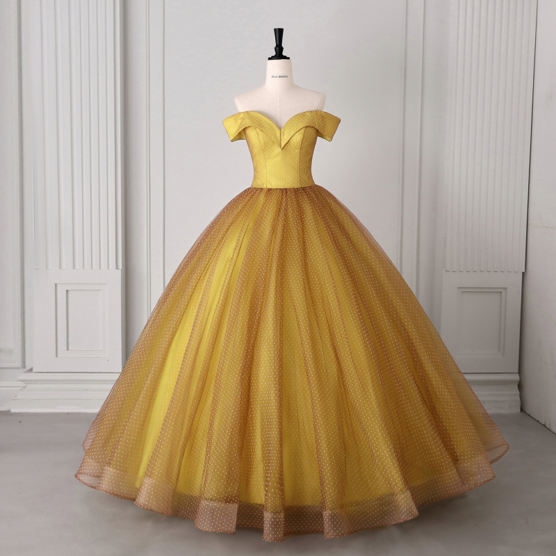 Дълга вечерна рокля с едно рамо, пухеста пола, бродерия, полиестер, за сватба