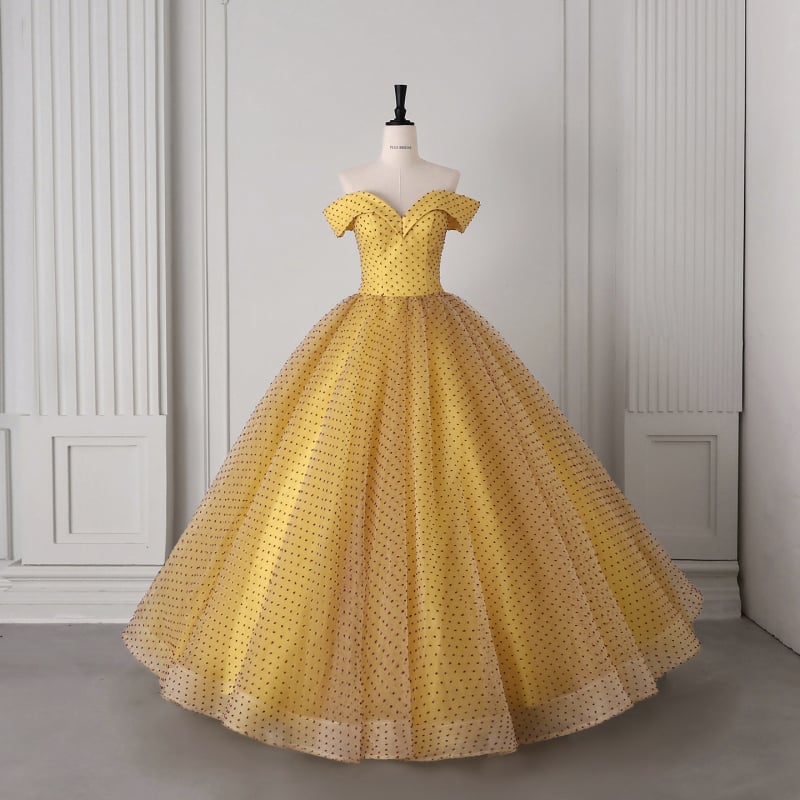 Дълга вечерна рокля с едно рамо, пухеста пола, бродерия, полиестер, за сватба