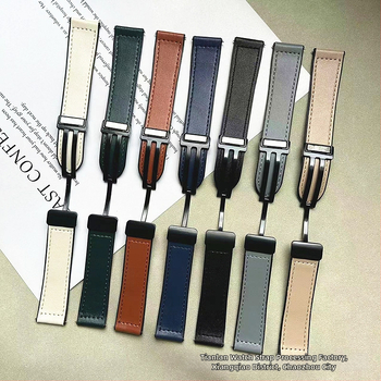 Каишка за часовник от силикон с Napa текстура, магнитно закопчаване, бърз освободителен механизъм, съвместима с Huawei GT и Apple Watch