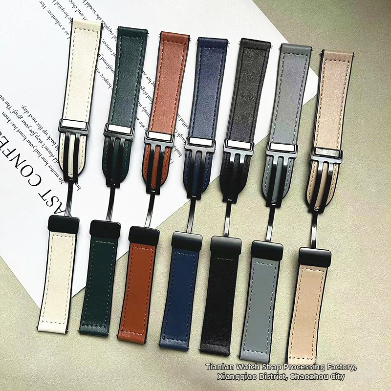 Каишка за часовник от силикон с Napa текстура, магнитно закопчаване, бърз освободителен механизъм, съвместима с Huawei GT и Apple Watch
