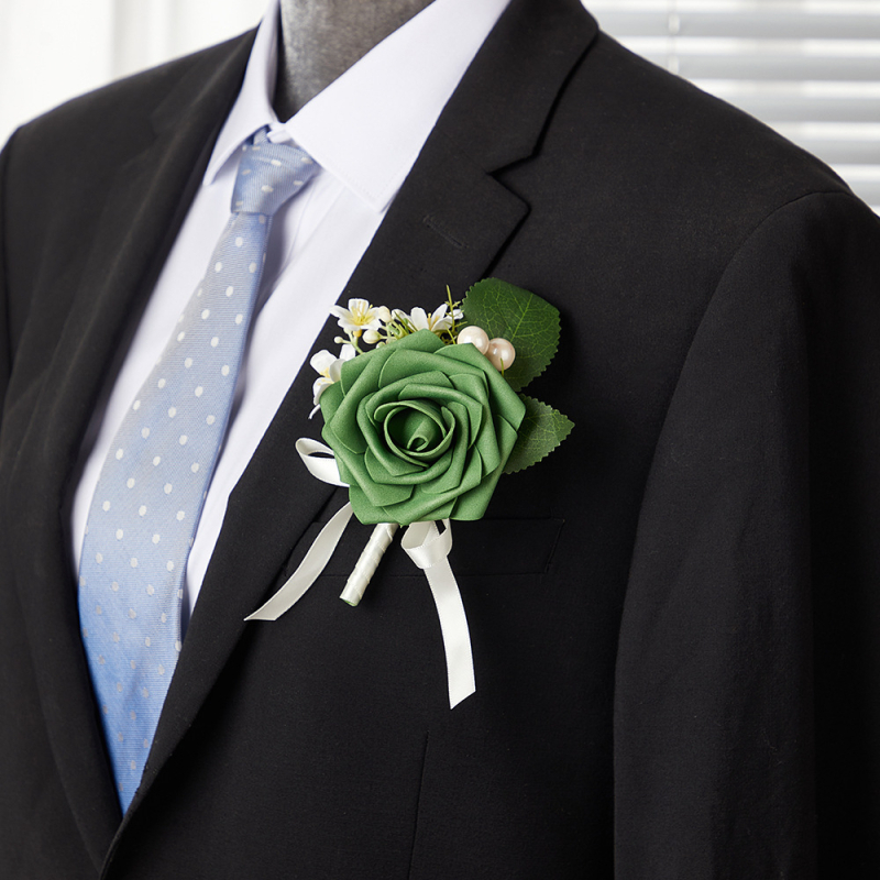 Сватбен корсаж-брошка с изкуствена роза, PE материал, ръчна изработка, корейски стил, проп за сватбена фотосесия