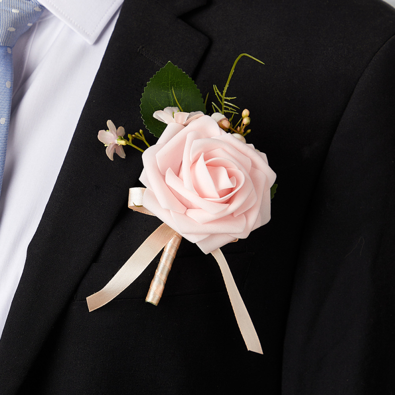 Сватбен корсаж-брошка с изкуствена роза, PE материал, ръчна изработка, корейски стил, проп за сватбена фотосесия