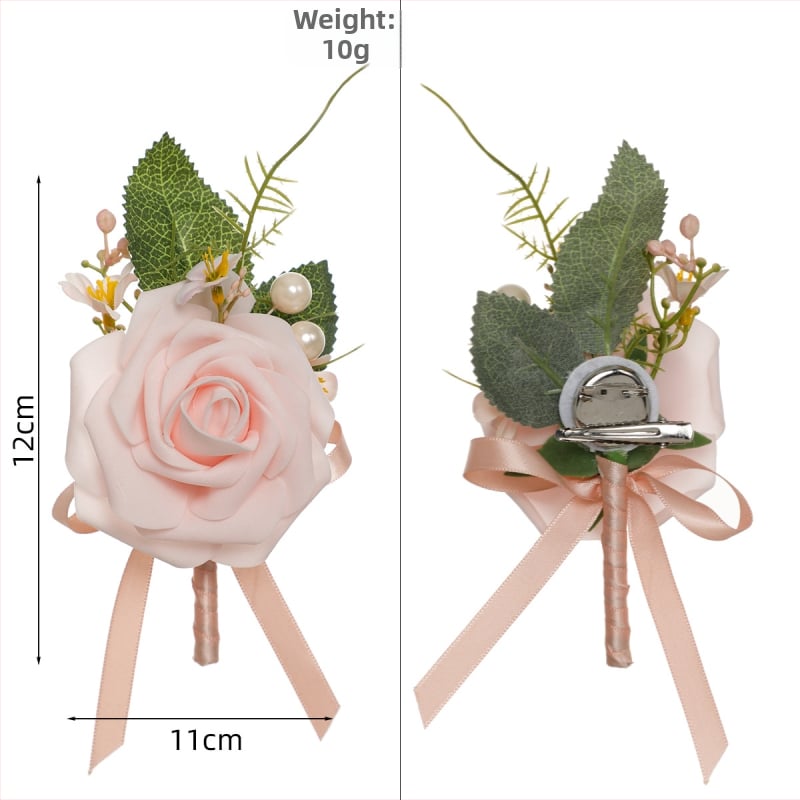 Сватбен корсаж-брошка с изкуствена роза, PE материал, ръчна изработка, корейски стил, проп за сватбена фотосесия
