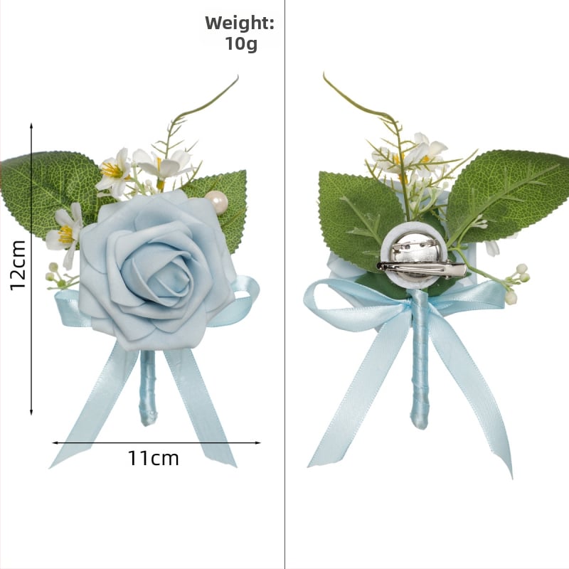 Сватбен корсаж-брошка с изкуствена роза, PE материал, ръчна изработка, корейски стил, проп за сватбена фотосесия
