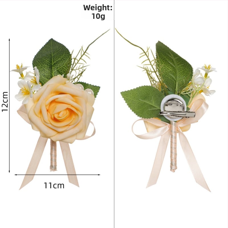 Сватбен корсаж-брошка с изкуствена роза, PE материал, ръчна изработка, корейски стил, проп за сватбена фотосесия