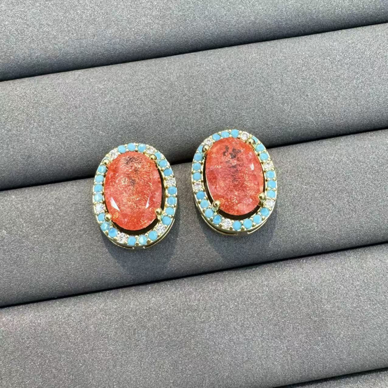 Auskari ar cirkoniem, sirds formā, zeltīta vara, elektroplakēšana, 925 sudraba ausu stīpiņas, gaišs luksusa stils