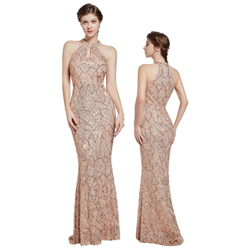 Poliesterio blizgučiais siuvinėta formali vakarinė suknelė, midi ilgio, be rankovių, siauras liemuo, žuvies uodegos siluetas