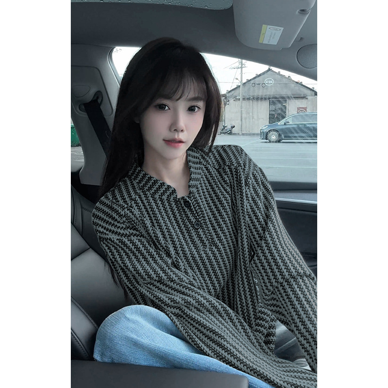 Μακρυμάνικη μπλούζα-T shirt με μοτίβο ψαριού-κόκκαλο, λαιμό τύπου Χένρι, επένδυση φλίς, ύφασμα Chenille, 100% πολυεστέρας