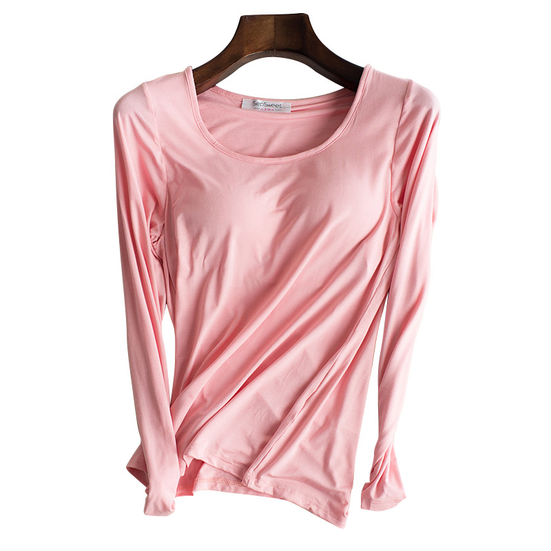 Tricou din viscose cu guler rotund, mâneci lungi, croială Slim