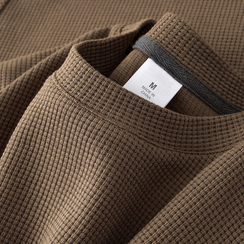 Ανδρικό T-shirt με υφή βάφλας, στρογγυλός λαιμός, κοντά μανίκια, φαρδιά γραμμή, 96% πολυεστερικό μείγμα, καλοκαίρι 2025