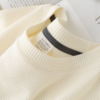 Ανδρικό T-shirt με υφή βάφλας, στρογγυλός λαιμός, κοντά μανίκια, φαρδιά γραμμή, 96% πολυεστερικό μείγμα, καλοκαίρι 2025