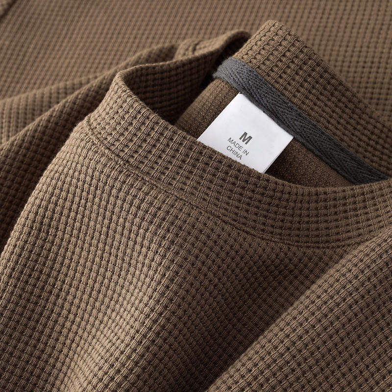 Ανδρικό T-shirt με υφή βάφλας, στρογγυλός λαιμός, κοντά μανίκια, φαρδιά γραμμή, 96% πολυεστερικό μείγμα, καλοκαίρι 2025