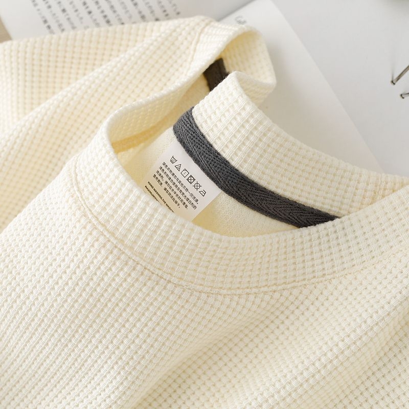 Ανδρικό T-shirt με υφή βάφλας, στρογγυλός λαιμός, κοντά μανίκια, φαρδιά γραμμή, 96% πολυεστερικό μείγμα, καλοκαίρι 2025