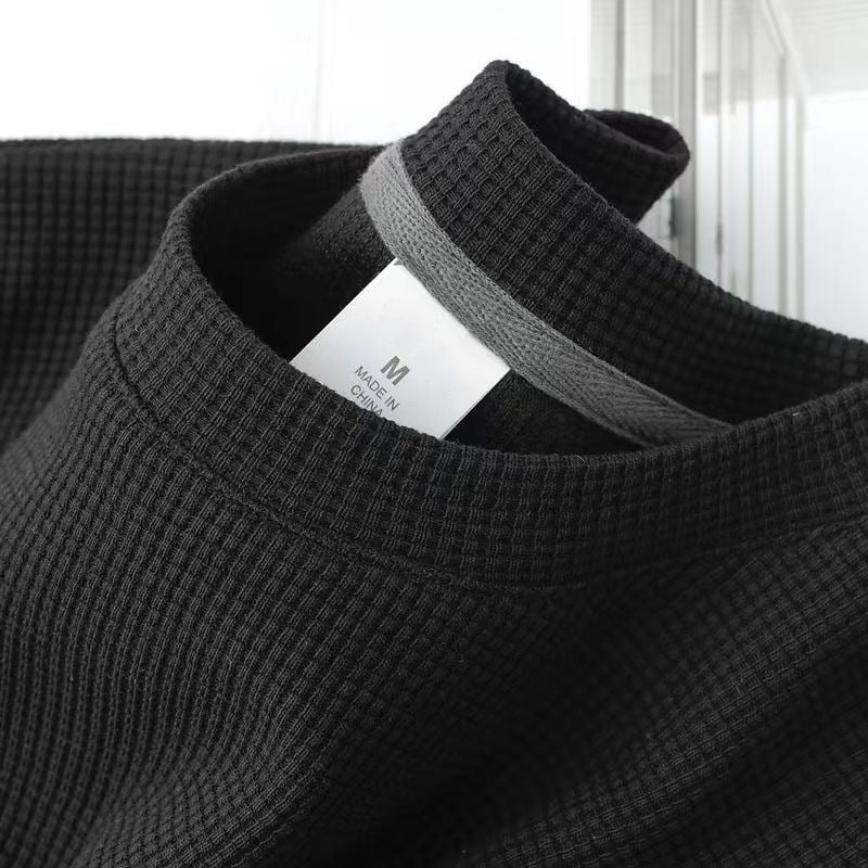 Ανδρικό T-shirt με υφή βάφλας, στρογγυλός λαιμός, κοντά μανίκια, φαρδιά γραμμή, 96% πολυεστερικό μείγμα, καλοκαίρι 2025