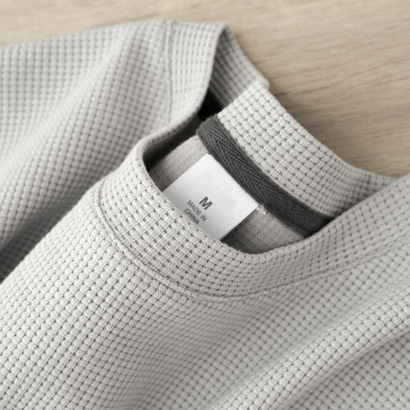 Ανδρικό T-shirt με υφή βάφλας, στρογγυλός λαιμός, κοντά μανίκια, φαρδιά γραμμή, 96% πολυεστερικό μείγμα, καλοκαίρι 2025