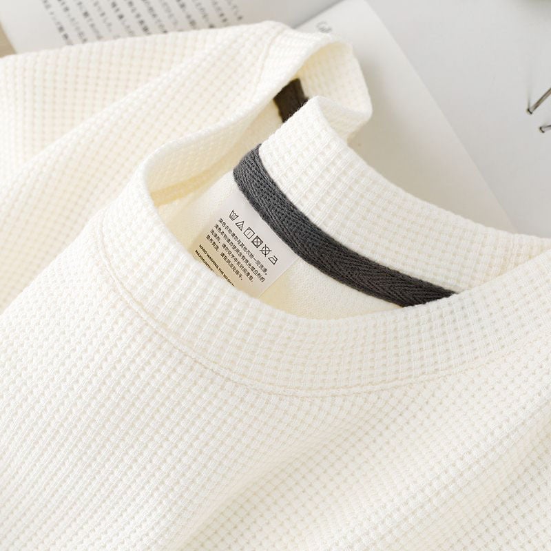 Ανδρικό T-shirt με υφή βάφλας, στρογγυλός λαιμός, κοντά μανίκια, φαρδιά γραμμή, 96% πολυεστερικό μείγμα, καλοκαίρι 2025