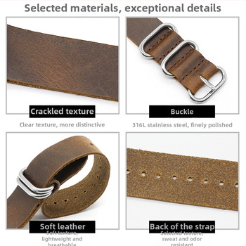 Ремък за часовник от Crazy Horse кожа от onthelevel – Hepburn Wind, Jazz Wind, ретро стил Литература и Изкуство