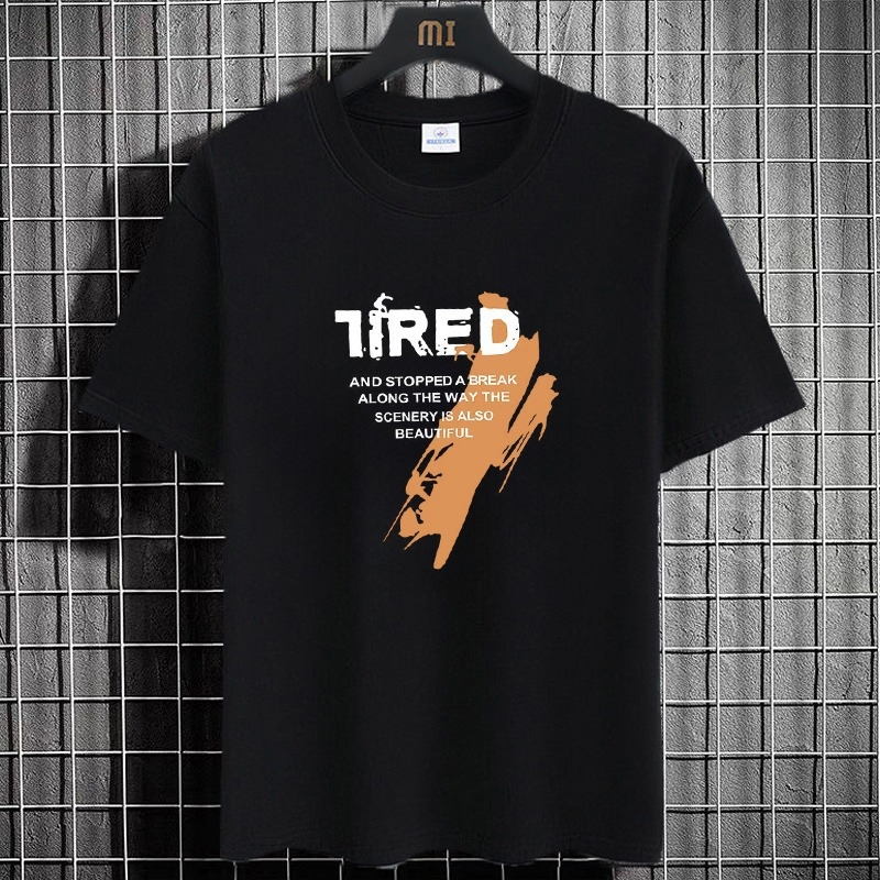 Ανδρικό κοντομάνικο T-shirt με στρογγυλό λαιμό, χαλαρή γραμμή, γεωμετρικό τύπωμα, μίγμα πολυεστέρα, καλοκαίρι
