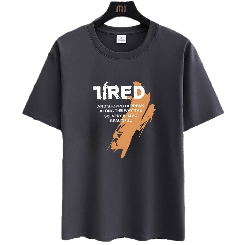 Ανδρικό κοντομάνικο T-shirt με στρογγυλό λαιμό, χαλαρή γραμμή, γεωμετρικό τύπωμα, μίγμα πολυεστέρα, καλοκαίρι