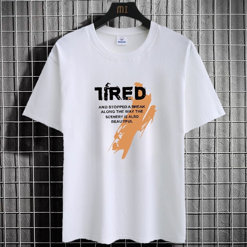 Ανδρικό κοντομάνικο T-shirt με στρογγυλό λαιμό, χαλαρή γραμμή, γεωμετρικό τύπωμα, μίγμα πολυεστέρα, καλοκαίρι