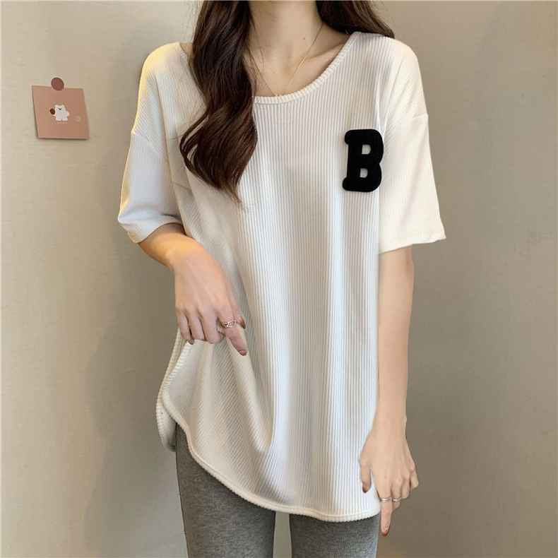Tricou de damă cu mânecă lungă, broderie și imprimare text, material poliester, guler rotund, stil pulover, stil prințesă (Primăvara 2024)