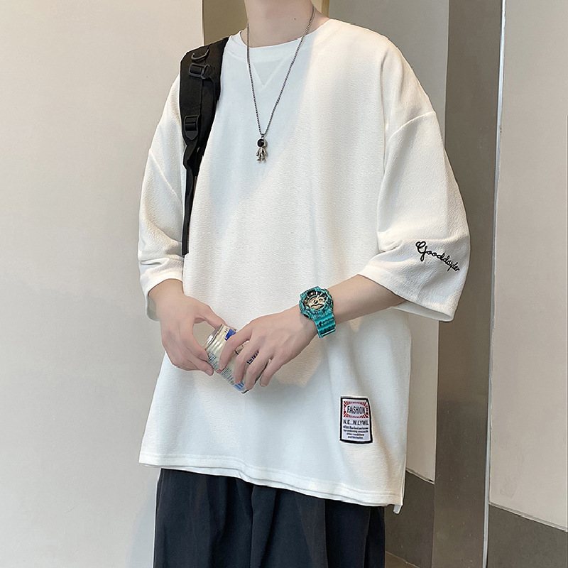 Μπλουζάκι με ιαπωνικό ρετρό στιλ, μοτίβο με γράμματα, πολυεστέρας, κέντημα