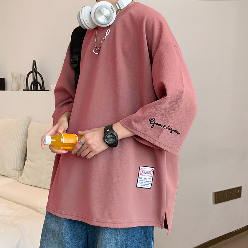 Μπλουζάκι με ιαπωνικό ρετρό στιλ, μοτίβο με γράμματα, πολυεστέρας, κέντημα