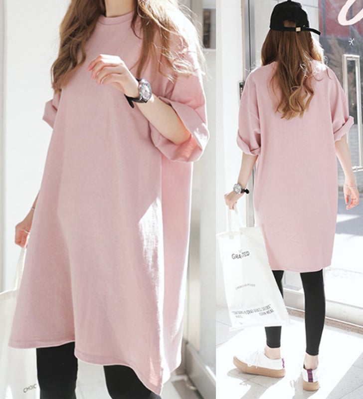 Тениска с средна дължина, 100% памук, свободна кройка, къс ръкав, кръгло деколте, бродерия