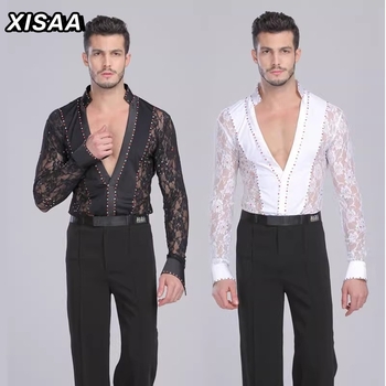 Latino plesni top s dubokim V izrezom i čipkastim jednoposlovnim topom od Xisaa | Milk Silk materijal, Unisex, Proljeće 2022