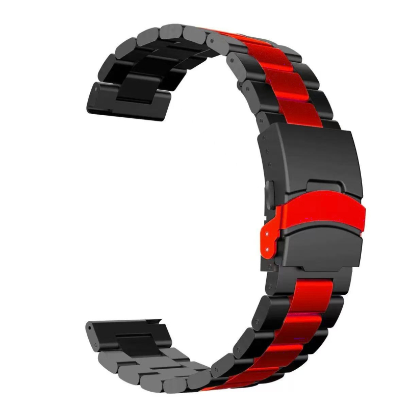 Ремък за часовник от неръждаема стомана за мъже, универсална съвместимост Huawei/Samsung, закопчалка с три зъба, Turtle Back Buckle