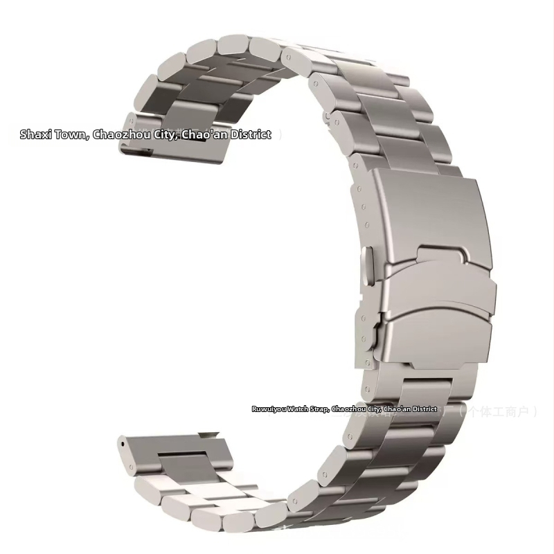 Ремък за часовник от неръждаема стомана за мъже, универсална съвместимост Huawei/Samsung, закопчалка с три зъба, Turtle Back Buckle