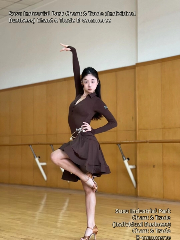 Moterų topas menų egzaminams ir treniruotėms – ilgomis rankovėmis ir apykakle, Lotynų šokių treniravimo topas, pavasaris 2025, TR audinys su PVC iki 30%