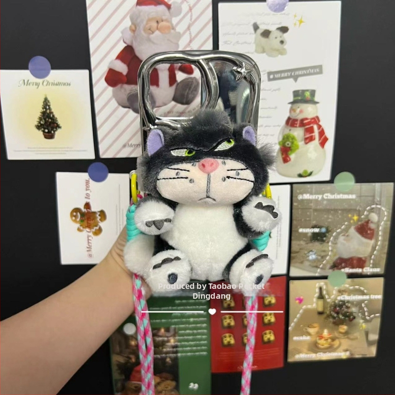 Kućni telefon s plišanim privjeskom Lucifer mačka, crtani stil, aromatičan pliš, s kaišem za vješanje u automobil