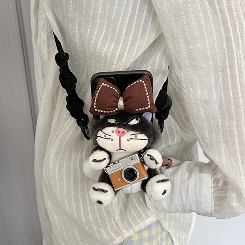 Kućni telefon s plišanim privjeskom Lucifer mačka, crtani stil, aromatičan pliš, s kaišem za vješanje u automobil