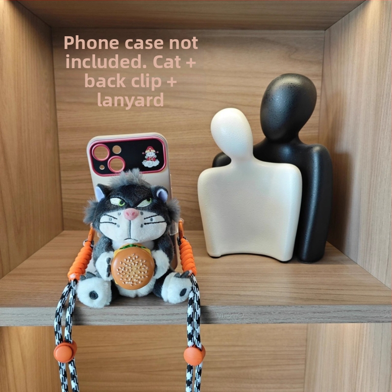 Kućni telefon s plišanim privjeskom Lucifer mačka, crtani stil, aromatičan pliš, s kaišem za vješanje u automobil