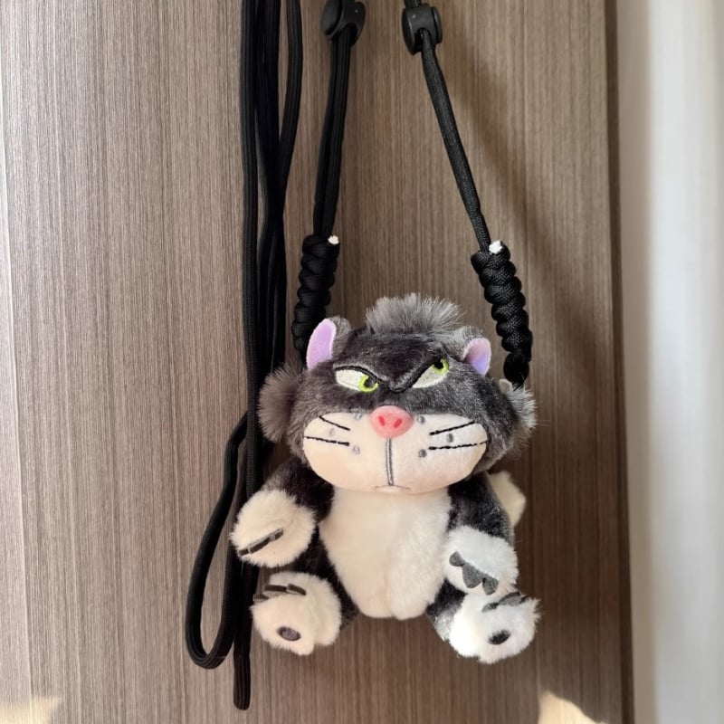 Kućni telefon s plišanim privjeskom Lucifer mačka, crtani stil, aromatičan pliš, s kaišem za vješanje u automobil