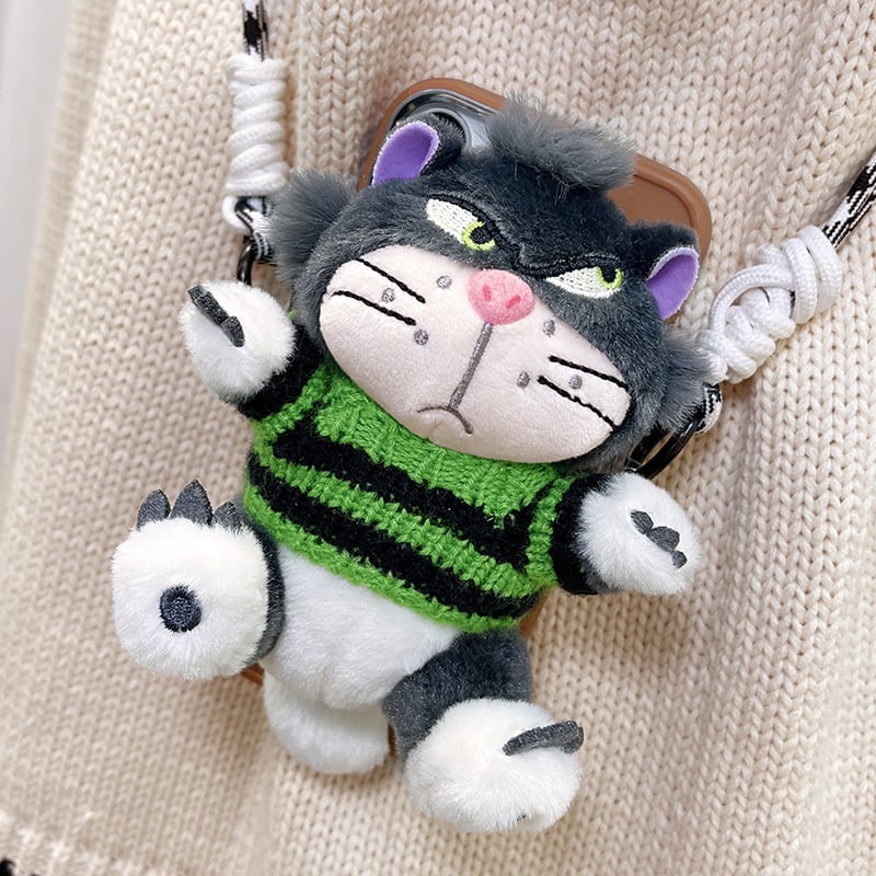 Kućni telefon s plišanim privjeskom Lucifer mačka, crtani stil, aromatičan pliš, s kaišem za vješanje u automobil