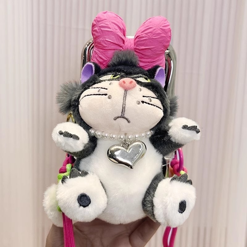 Kućni telefon s plišanim privjeskom Lucifer mačka, crtani stil, aromatičan pliš, s kaišem za vješanje u automobil