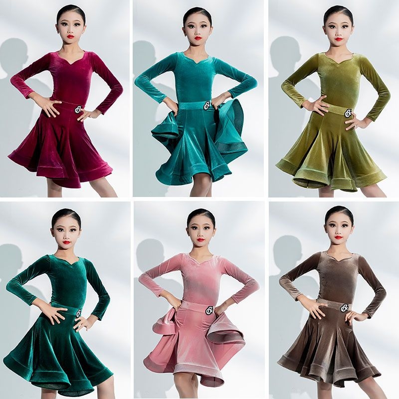 Детска латин танцова рокля за състезания по танци (Пролет 2025; PVC 90–95%; Китайски стил; Литературно ретро)