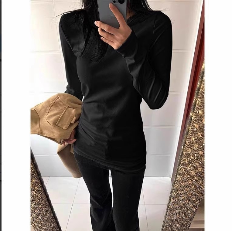 Дамски топ с качулка, тясна кройка, средна дължина, памук с еластан, подплатен с флийс