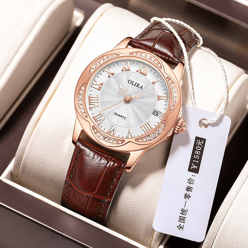 Ženski mehanički sat • Kožni remen (Mehanički mehanizam • Miyota (Japan) • Promjer cifera 34 mm • Vodootpornost 30 m • Kalendar)