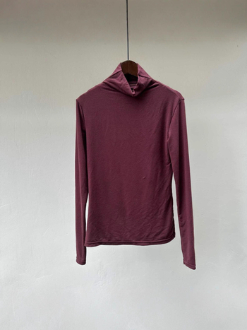 Тениска с дълги ръкави от памучна смес, висока яка, 3D модел, тясна кройка