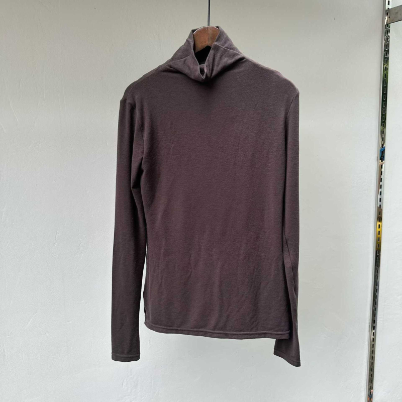 Тениска с дълги ръкави от памучна смес, висока яка, 3D модел, тясна кройка