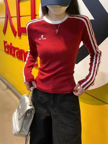 Majica s dugim rukavima, tkanina Threaded derong, uzorak: tekst, stil: pulover casual, okrugli izrez