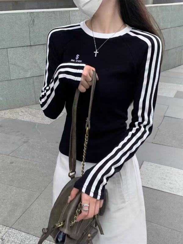Majica s dugim rukavima, tkanina Threaded derong, uzorak: tekst, stil: pulover casual, okrugli izrez