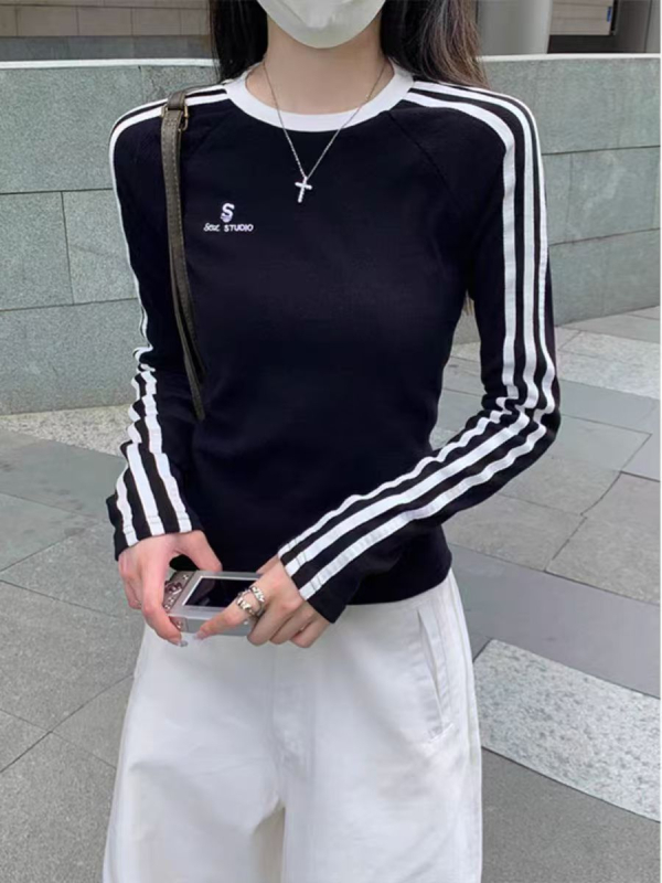 Majica s dugim rukavima, tkanina Threaded derong, uzorak: tekst, stil: pulover casual, okrugli izrez