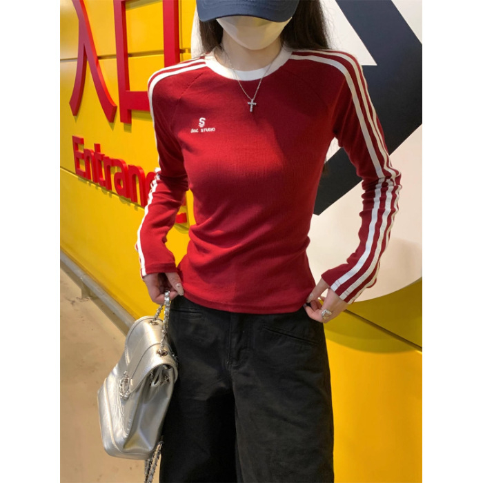 Majica s dugim rukavima, tkanina Threaded derong, uzorak: tekst, stil: pulover casual, okrugli izrez