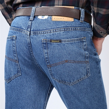 Muške traperice – straight loose fit, visokim strukom, 100% pamuk, debeli zimski denim, s više džepova